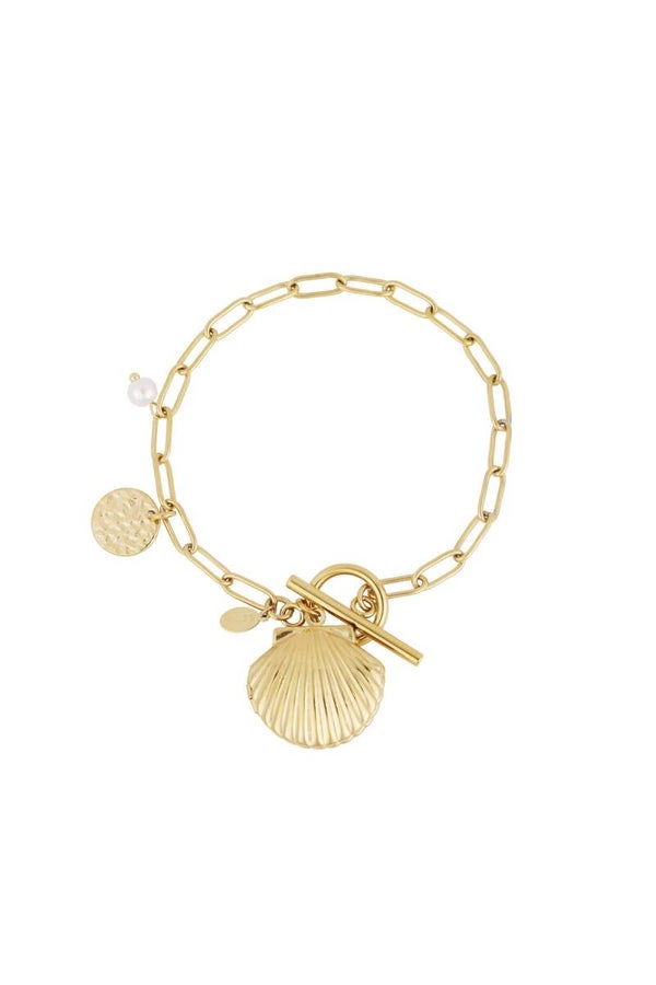 Stainless steel bedelarmbandje Schelp met bedel