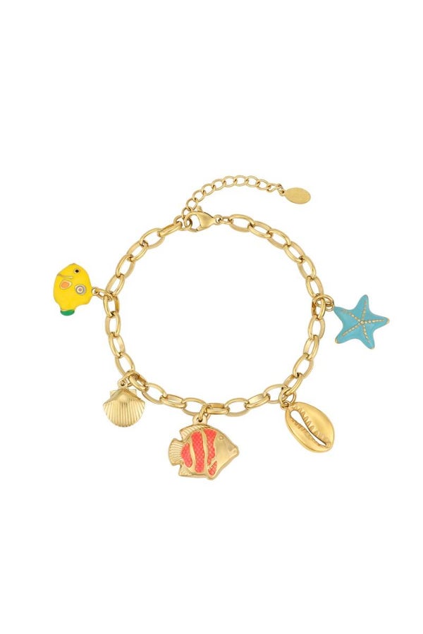 Stainless steel bedelarmbandje Vissen in de Zeel