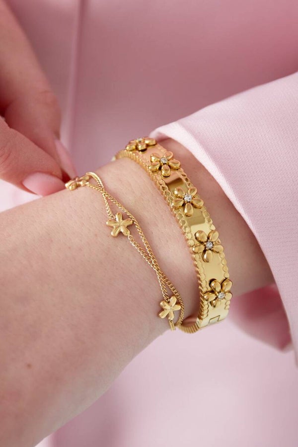 Stainless steel bedelarmbandje Flower Bomb