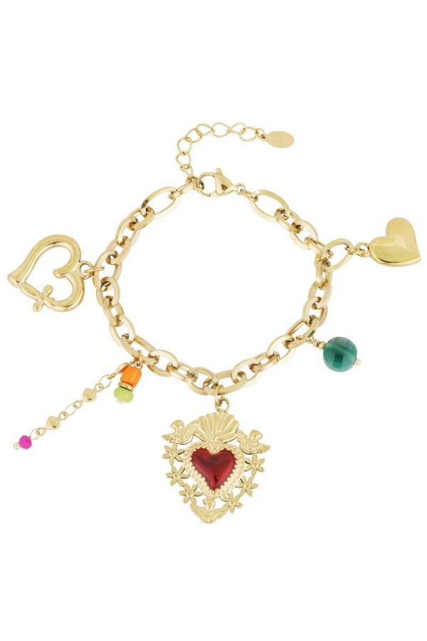 Stainless steel bedelarmbandje milagros hart