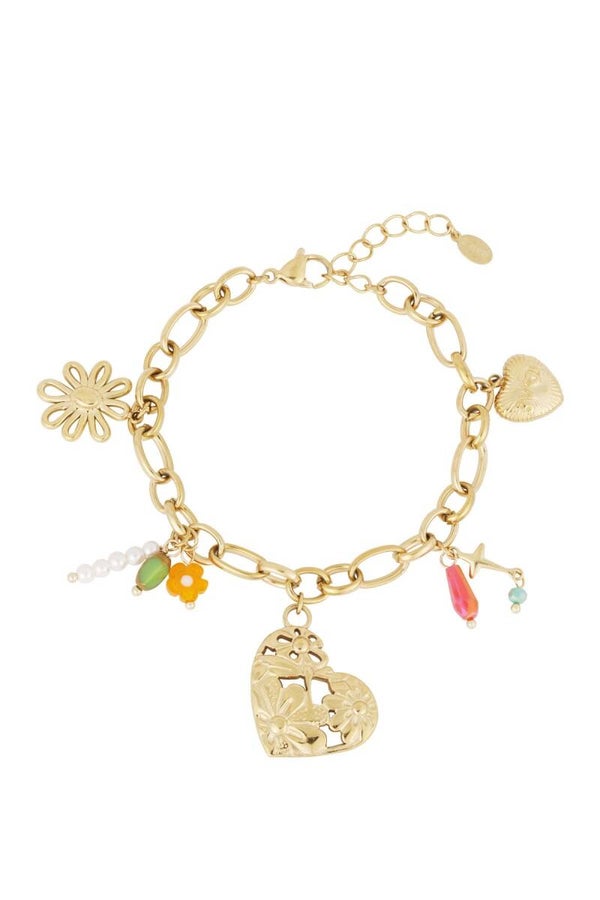 Stainless steel bedelarmbandje link big charms
