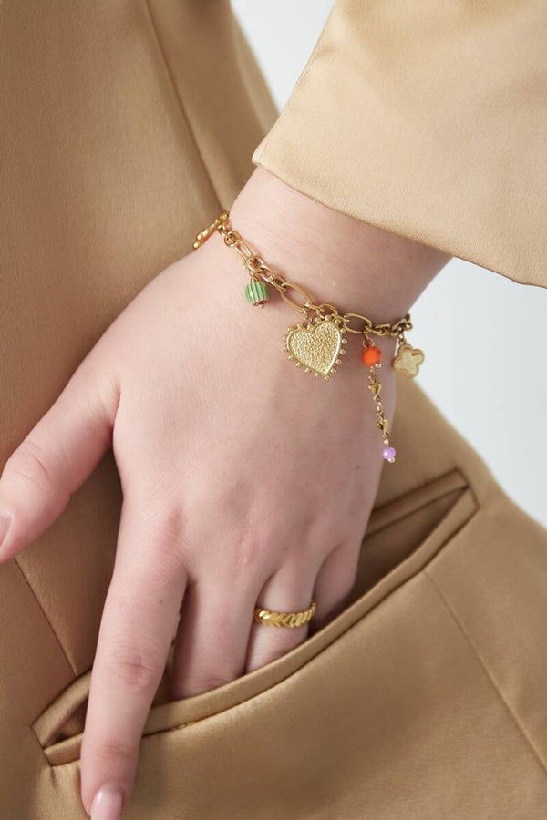 Stainless steel bedelarmbandje Golden Vibes