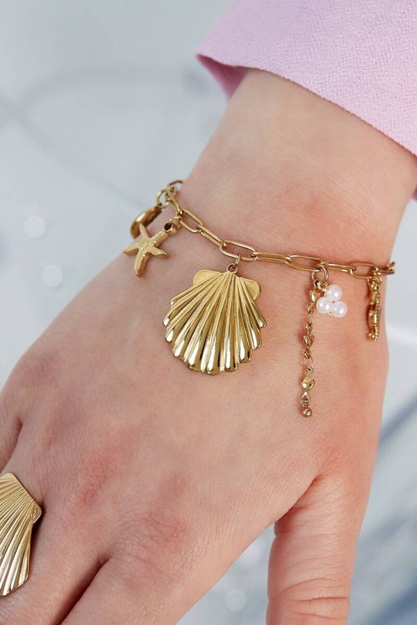 Stainless steel bedelarmbandje Large Beachy
