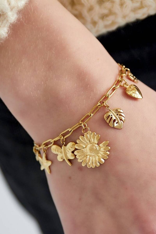Stainless steel bedelarmbandje Botanical Bliss