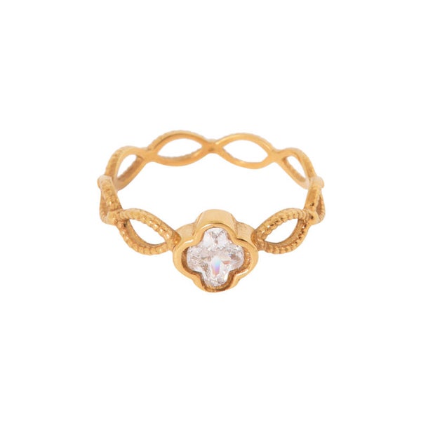 Label Kiki - Shiny clover ring gold