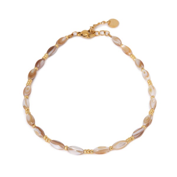 Label Kiki - Natural shell anklet gold