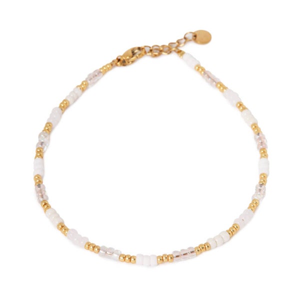 Label Kiki - White rainbow anklet gold