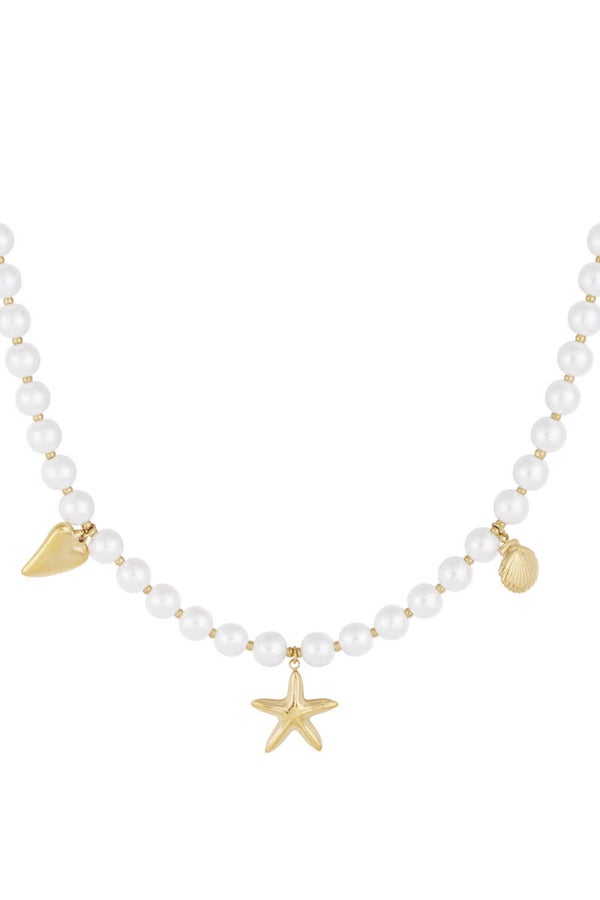 Stainless steel Parelketting sea day - Goud kleur