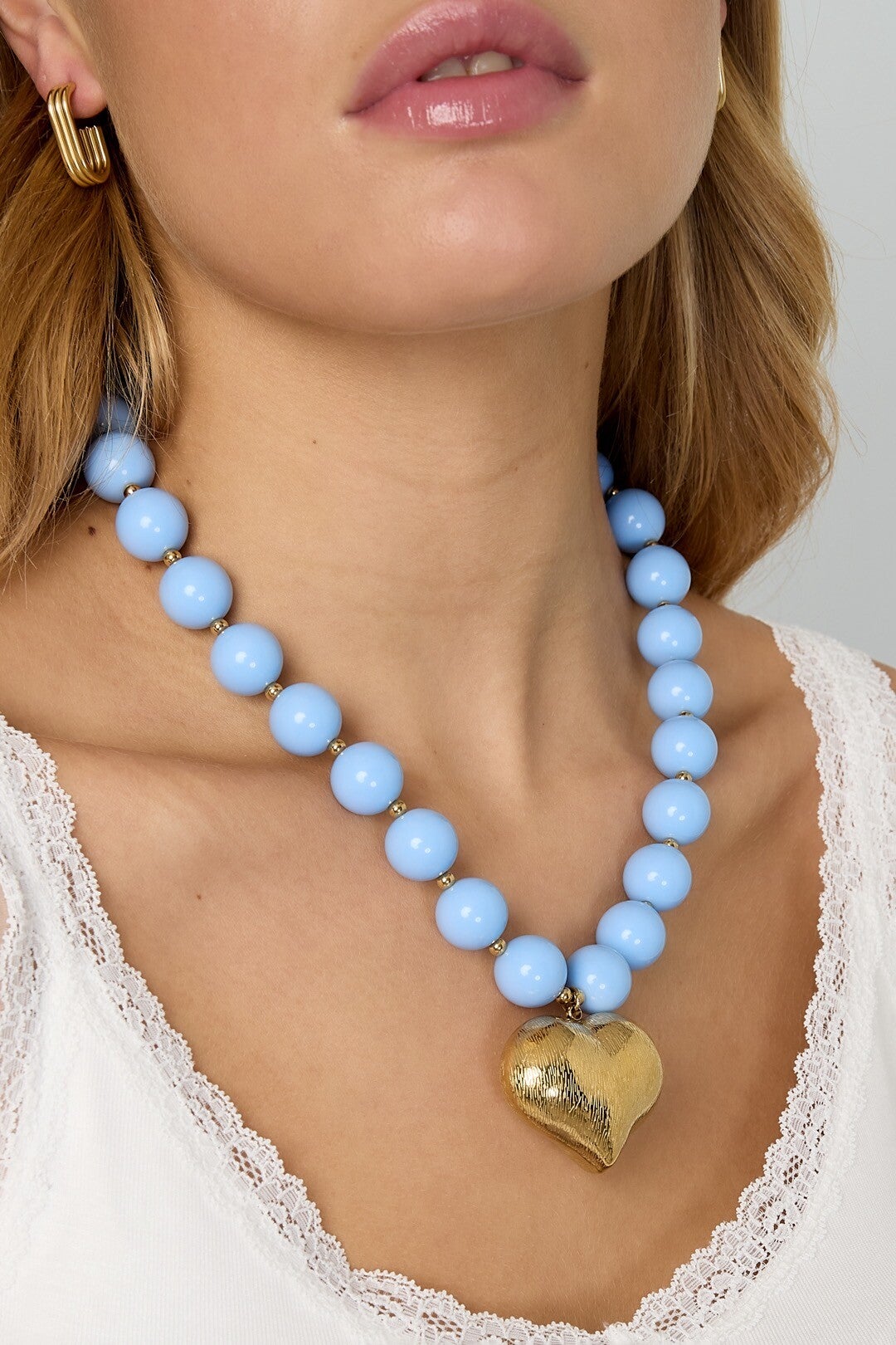 Stainless steel met acryl Hart Ketting in 3 kleuren