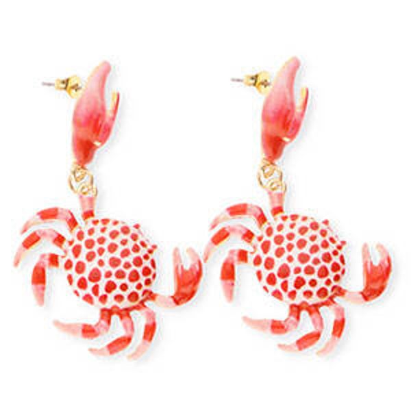 Trendy oorsteker Krab red-pink