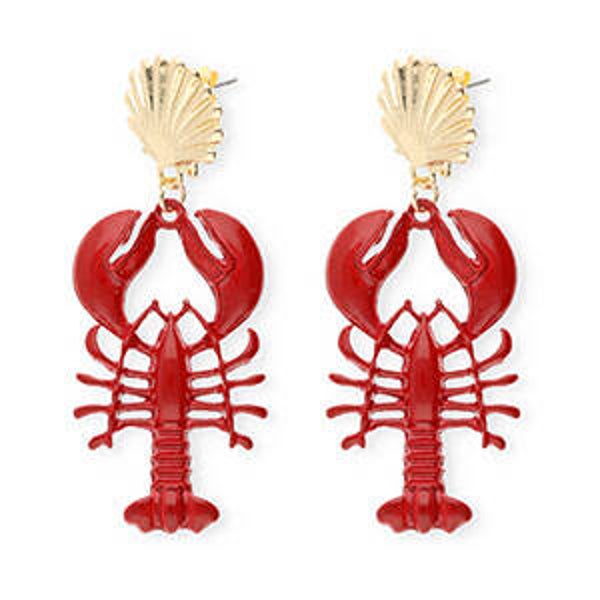 Trendy oorsteker Schelp & Kreeft red