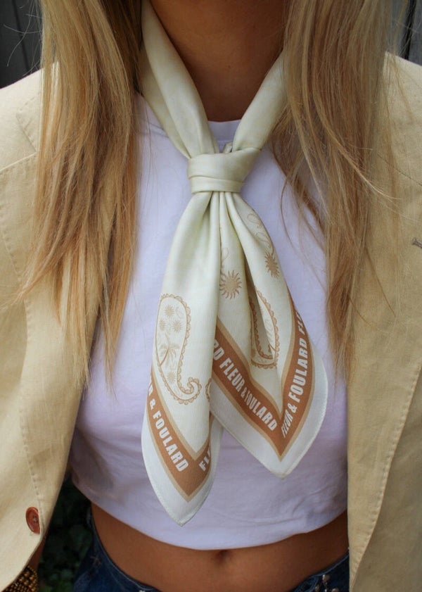 Fleur & Foulard - 100% Twill Zijde Sjaaltje - Palm Springs