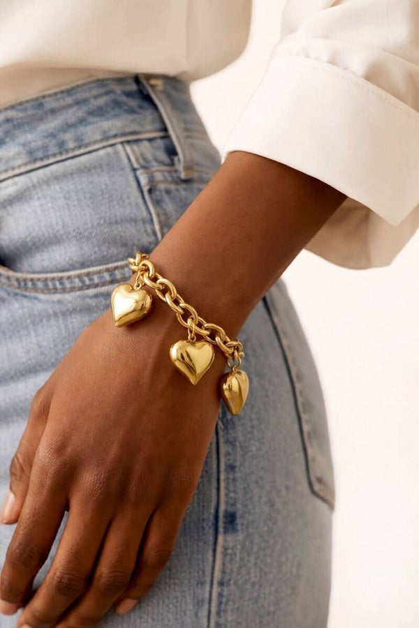 Stainless steel Chunky Harten Bedel Armband