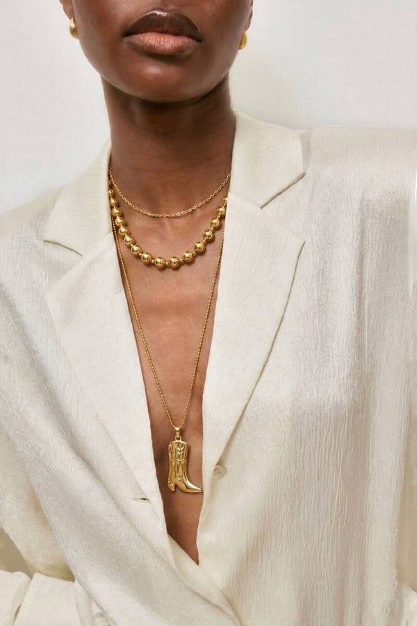 Stainless steel lange Ketting met Cowboylaars