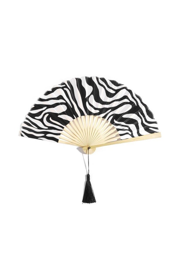 Opvouwbare waaier zebraprint zwart