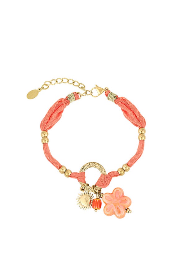 Sunny Floral armband - oranje & goud kleur