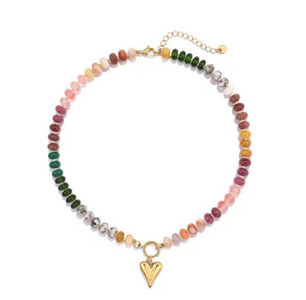 Kralenketting met stainless steel bedel