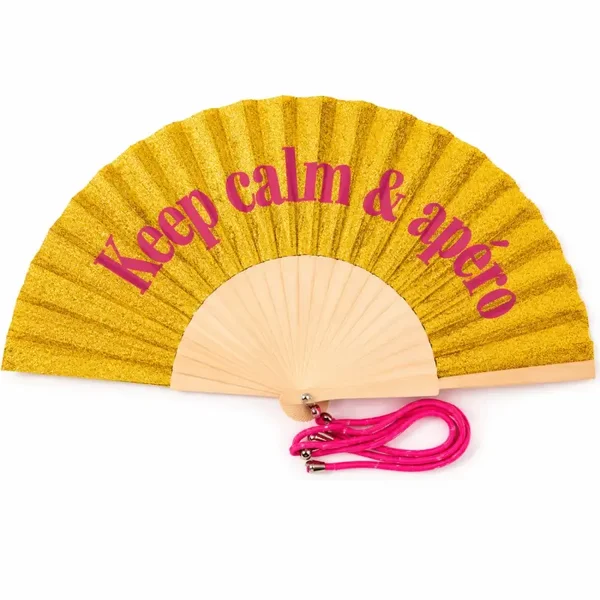 Waaier met leuke opdruk en hengsel - keep Calm & Apero