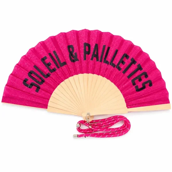 Waaier met leuke opdruk en hengsel - Soleil & Pailettes