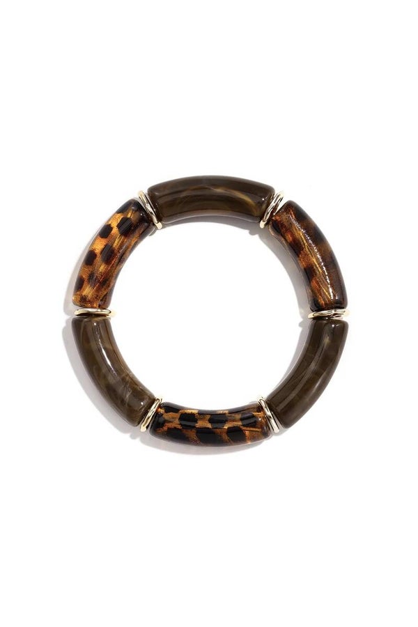 Acryl stretch armband bruin
