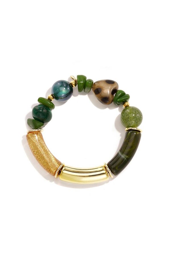 Acryl stretch armband groen
