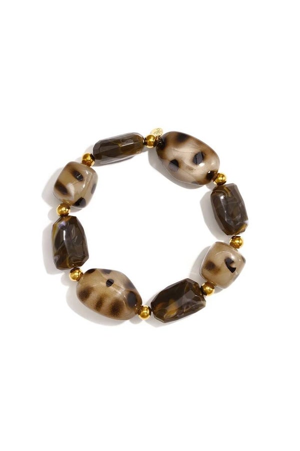 Acryl stretch armband bruin