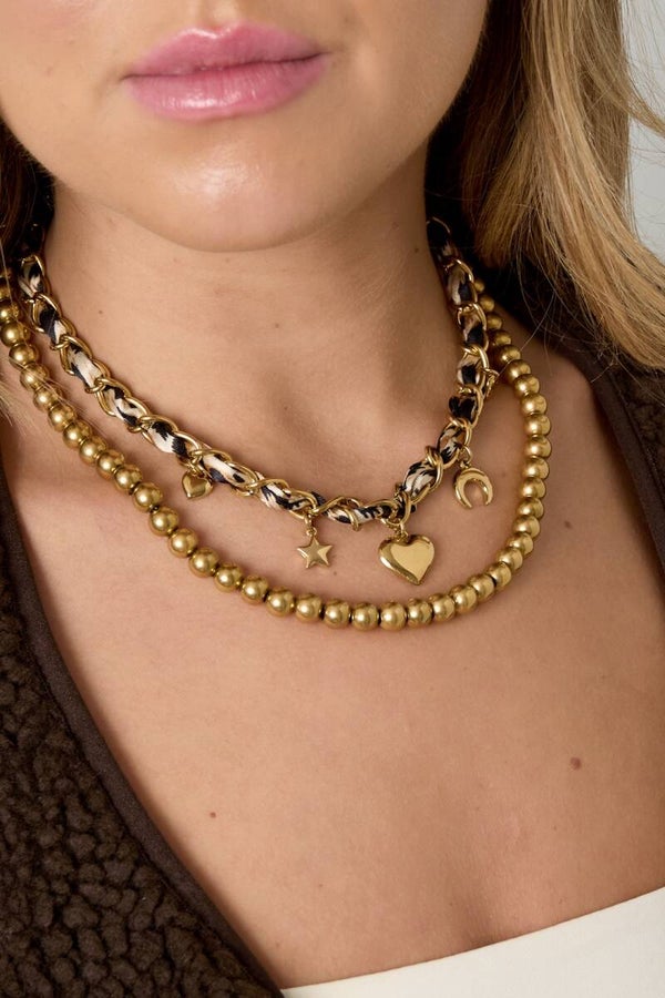 Dierenprint ketting met bedels