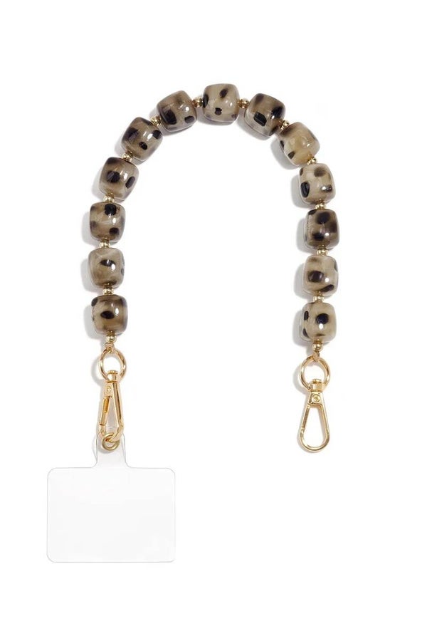 Telefoonketting met acryl beige