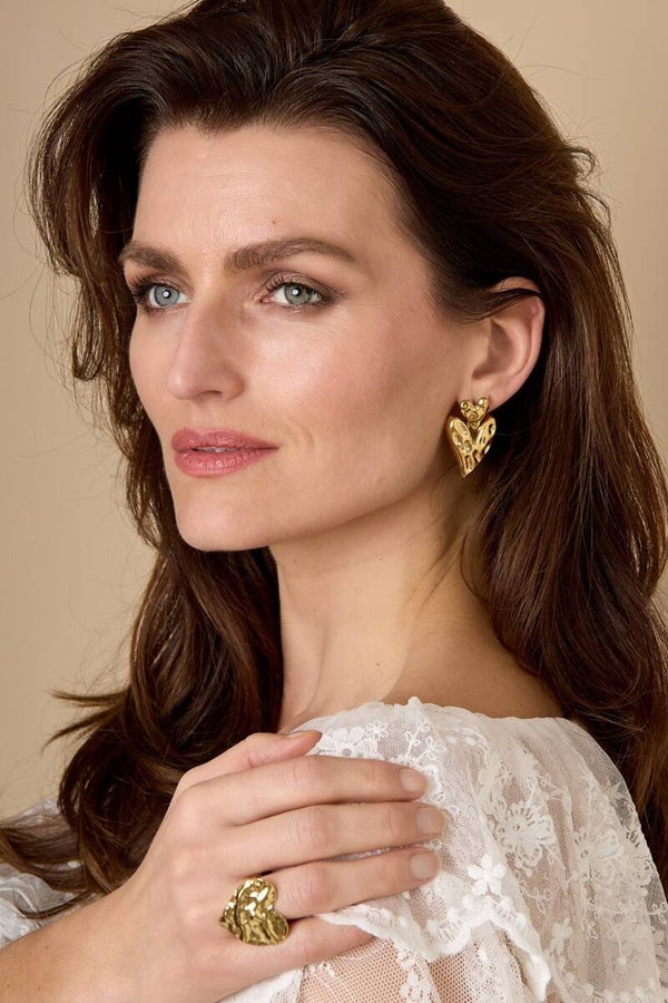 Stainless Steel - Oorbellen dubbele Harten