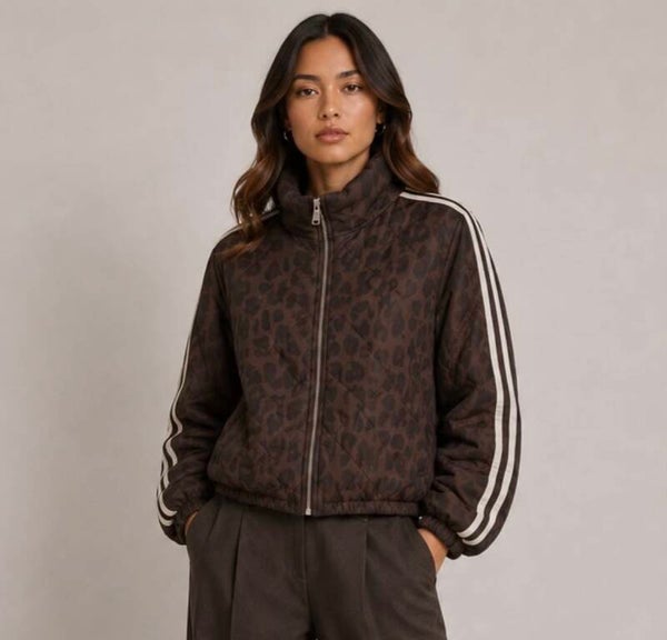 Bomberjasje met hoge kraag Leopard print