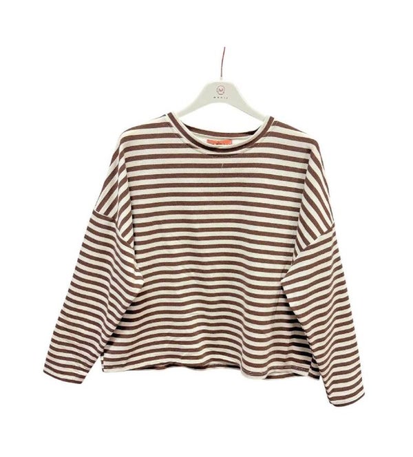 Longsleeve multicolour shirt donkerbruin
