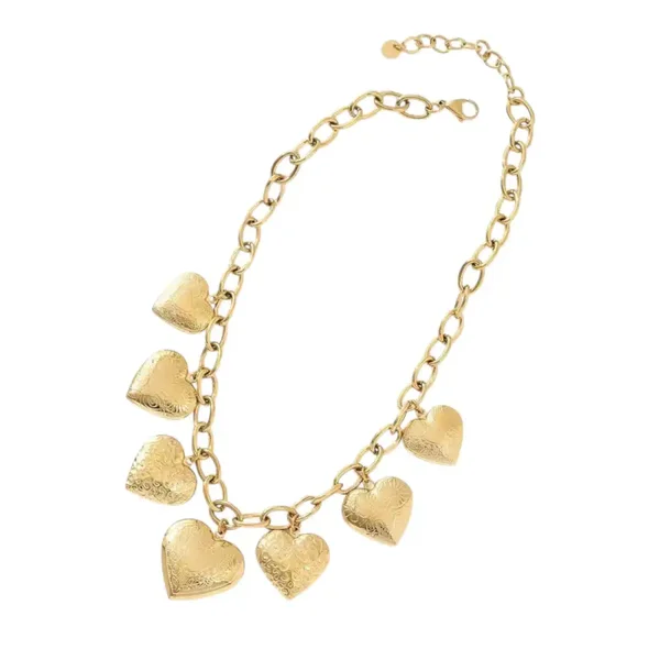 Stainless steel - Chunky Hearts Ketting