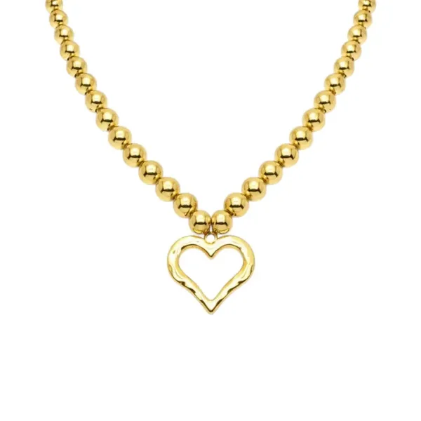 Stainless Steel - Statement Hearts Beads Ketting