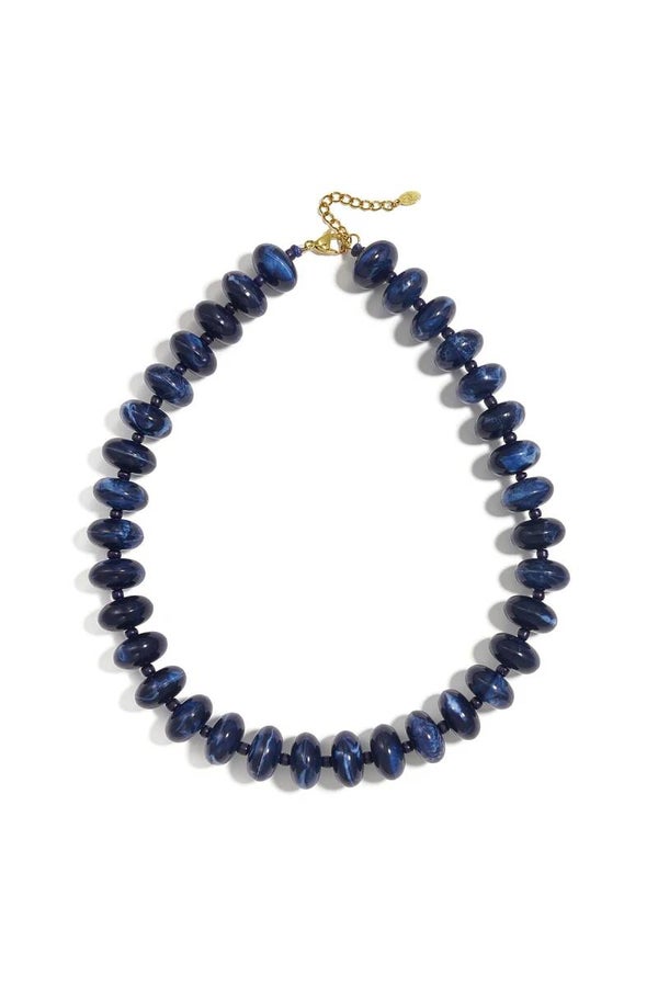 Acryl kralen ketting ovale kralen blauw