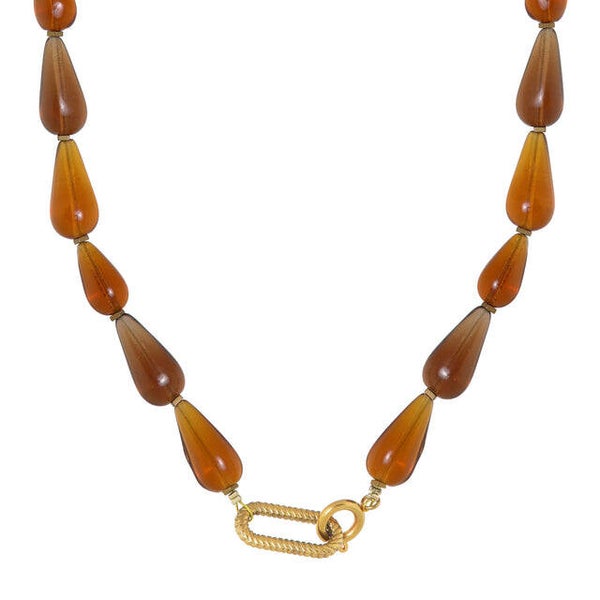Label Kiki - Brown drop necklace gold