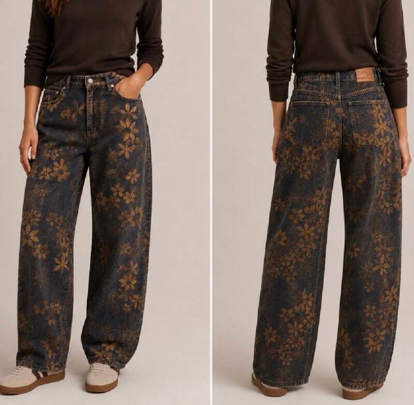 Barrel Jeans met bloem