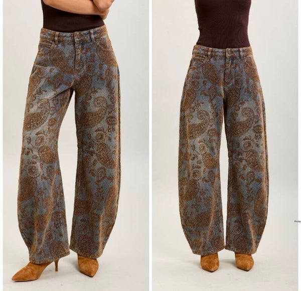 Barrel Jeans met Paisley patroon