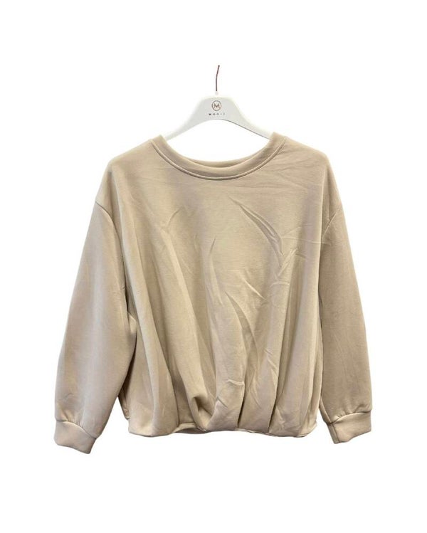 Soepel vallende Ballontrui joggingstof beige