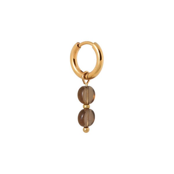 Label Kiki - Oorbel Brown Round Hoop gold