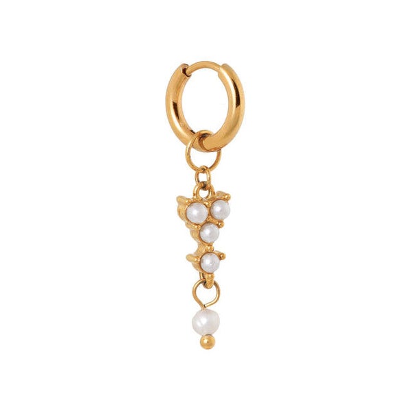 Label Kiki - Oorbel Classy Pearl  Hoop gold