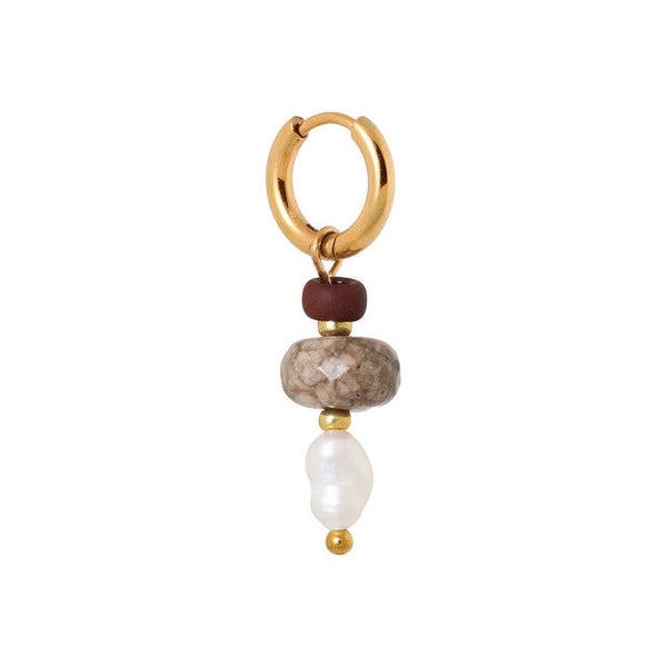Label Kiki - Oorbel classic Pearl Hoop gold