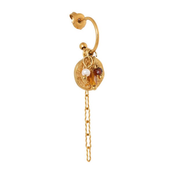 Label Kiki - Oorbel Coin long Hoop gold
