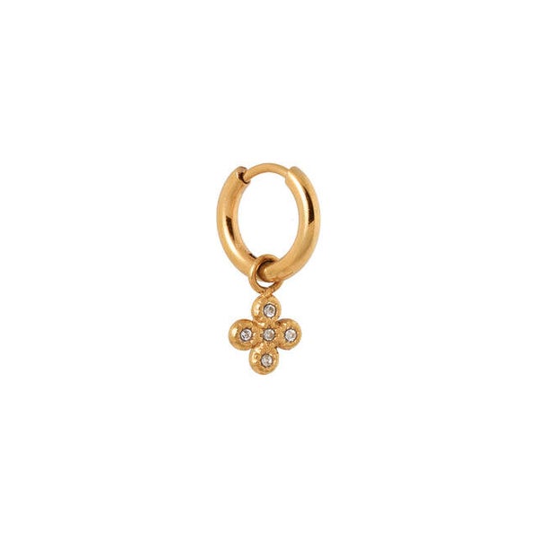 Label Kiki - Oorbel Diamond Clover Hoop gold