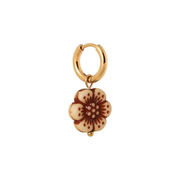 Label Kiki - Oorbel Burgundy Flower Hoop gold