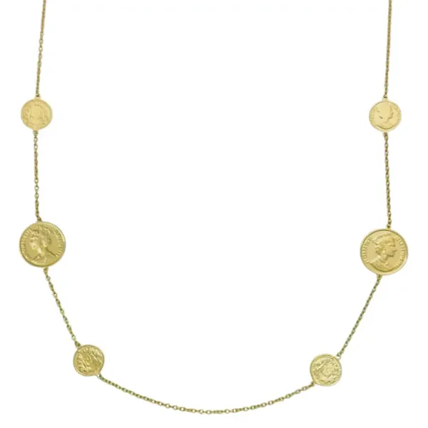 Queens muntjes ketting lang