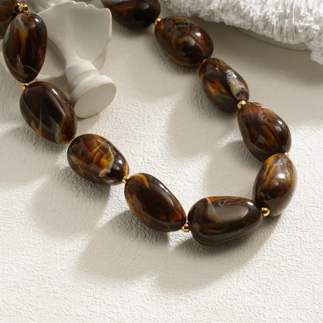 Oval beads acryl ketting in 4 kleuren