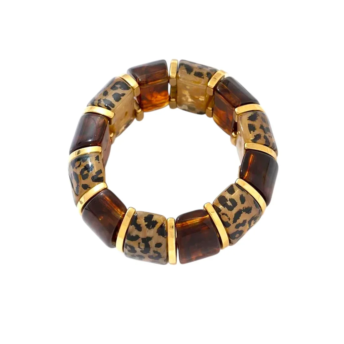 Acryl stretch armband in Leopard of Zebra