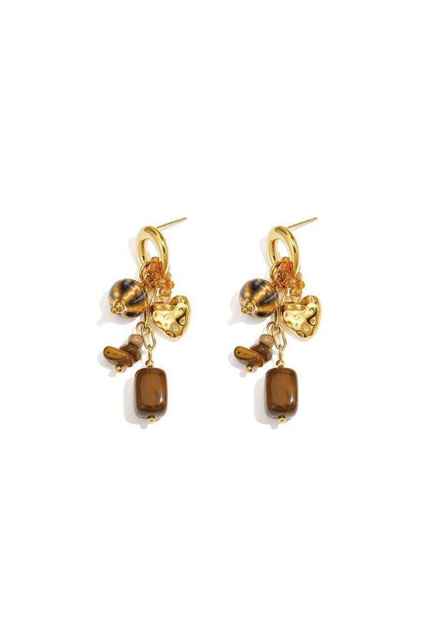 Oorbellen Studs met bedeltjes bruin