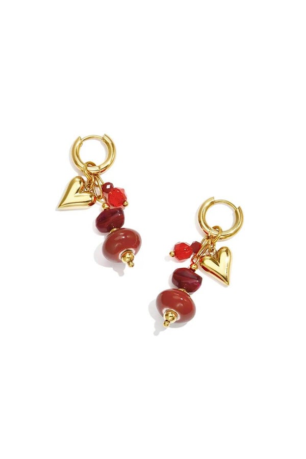 Oorbellen met bedels rood