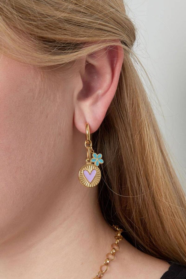 Stainless steel oorbellen Flower love